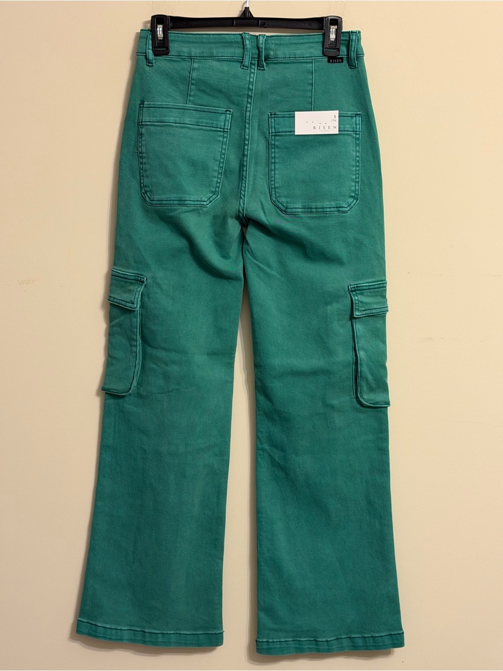 Risen Jade Green High Rise Wide Leg Cargo Jeans NWT - Picture 4 of 4